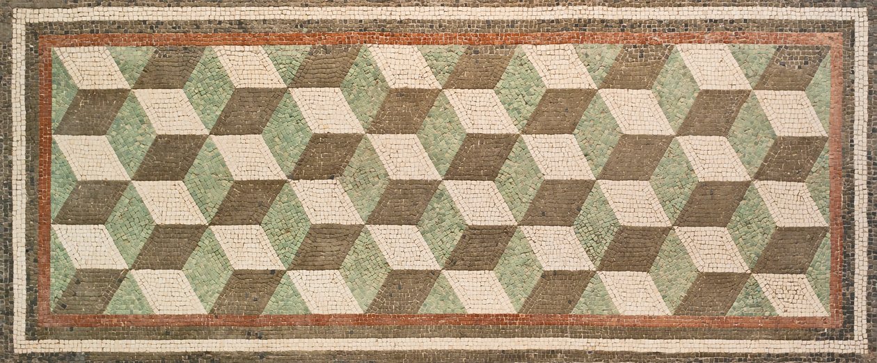 Mosaik mit kubischer Perspektive, erstes Jahrhundert v. Chr., aus dem Tablinum einer römischen Villa, Nationalmuseum von Rom, Rom, Italien von Unbekannter Künstler