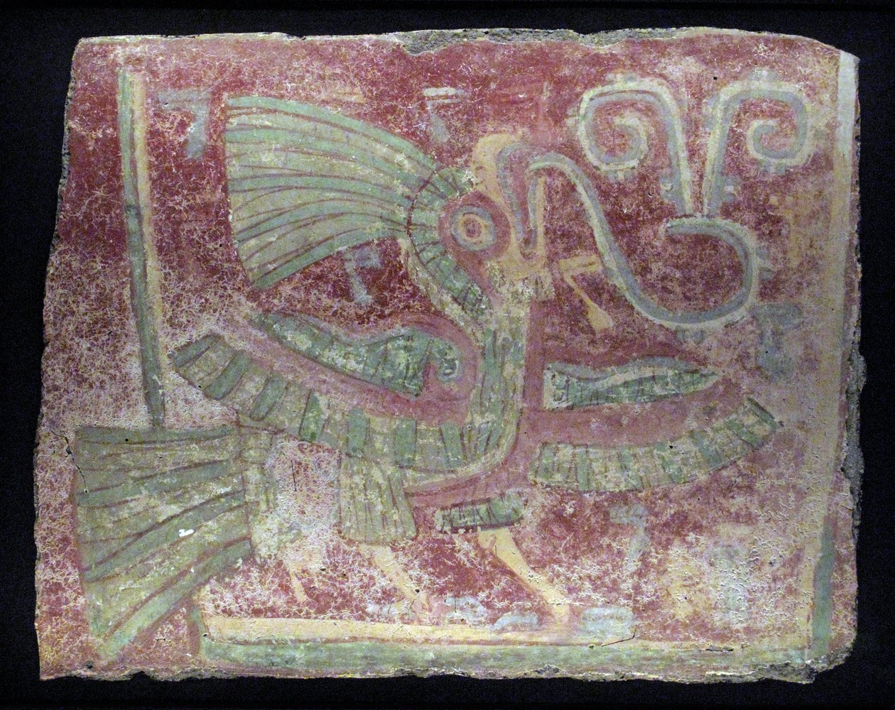 Wandfragment eines Quetzals mit singender Virgula, Frühklassische Periode von Unbekannt