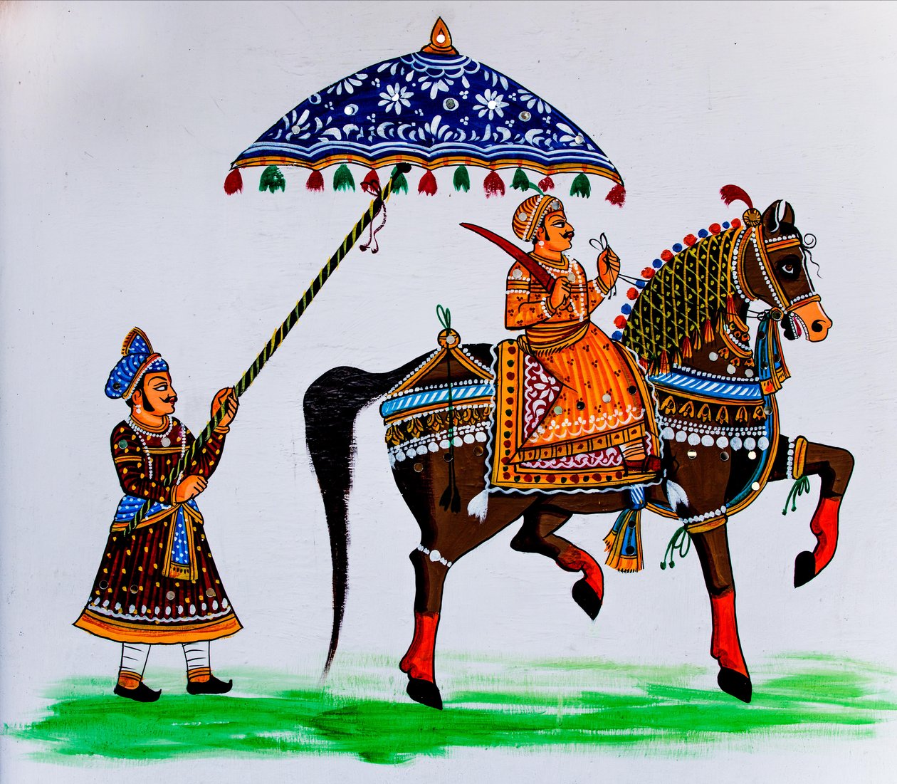 Wandmalerei in der Altstadt, Udaipur, Rajasthan, Indien, Asien von Unbekannter Künstler