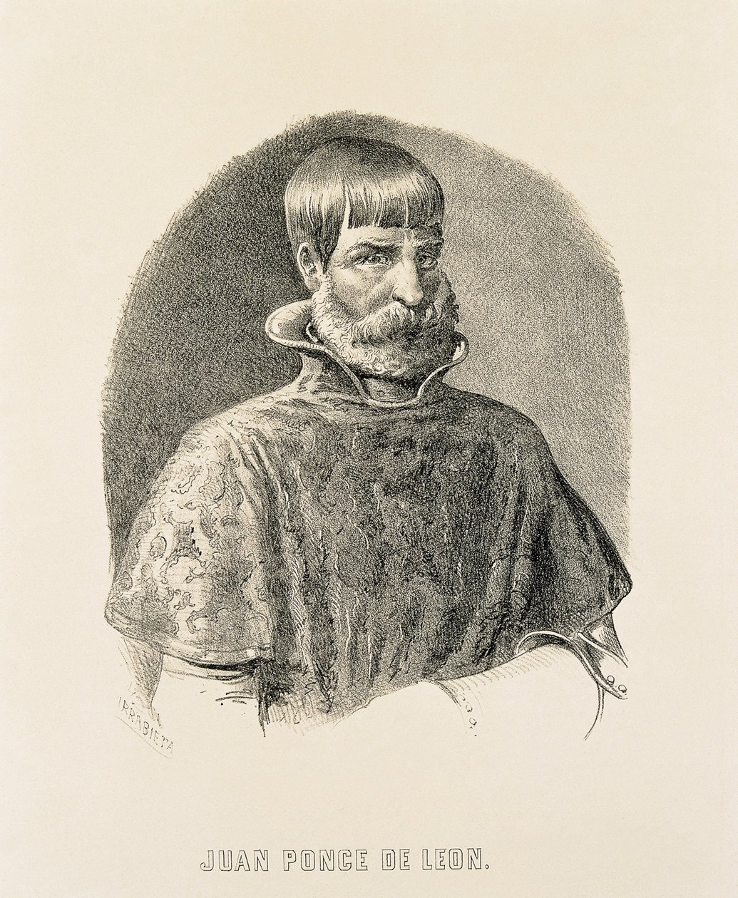 PONCE DE LEON, Juan (1460-1521). Spanischer Eroberer von Puerto Rico (1508) und Entdecker von Florida (1502) (Gravur) von Unbekannter Künstler