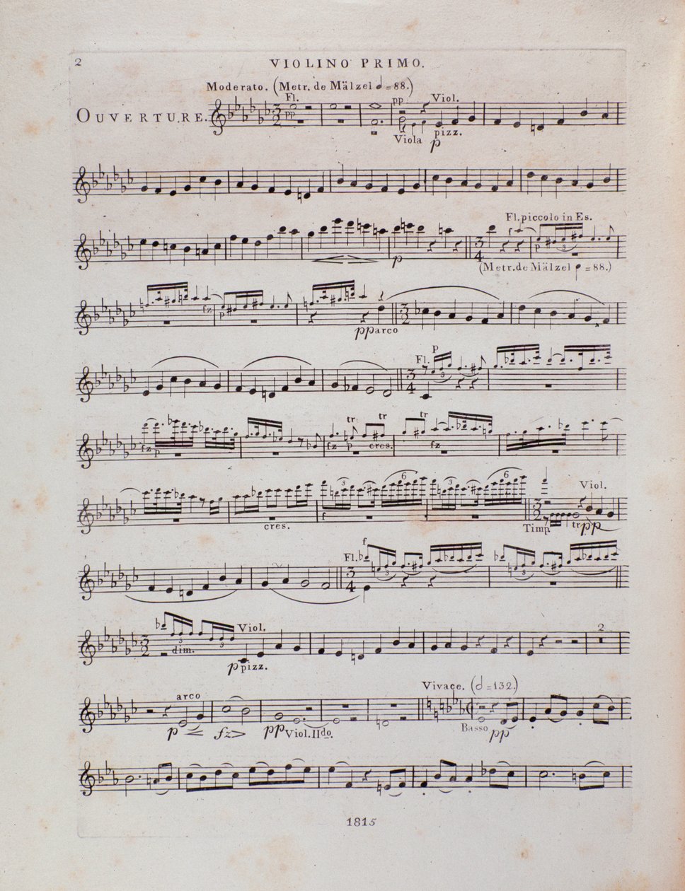 Seite der Partitur für die erste Violine der Oper Jessonda von Louis Spohr von Unbekannter Künstler