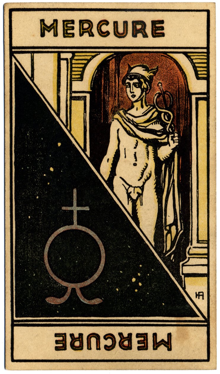 Paranormal. Astrologie. Merkur (Planet). Astrologische Karte aus: Le Tarot Astrologique, von Georges Muchery, Frankreich von Unbekannter Künstler