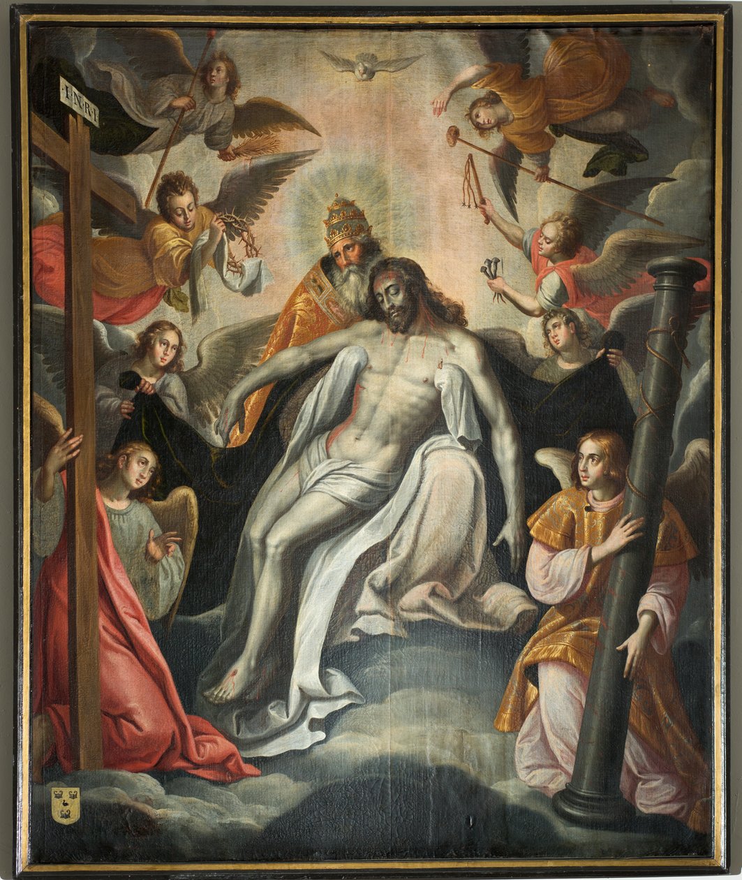 Pfarrkirche (Parochiekerk Sint-Salvator). Innenansicht. Gemälde. von Unbekannter Künstler