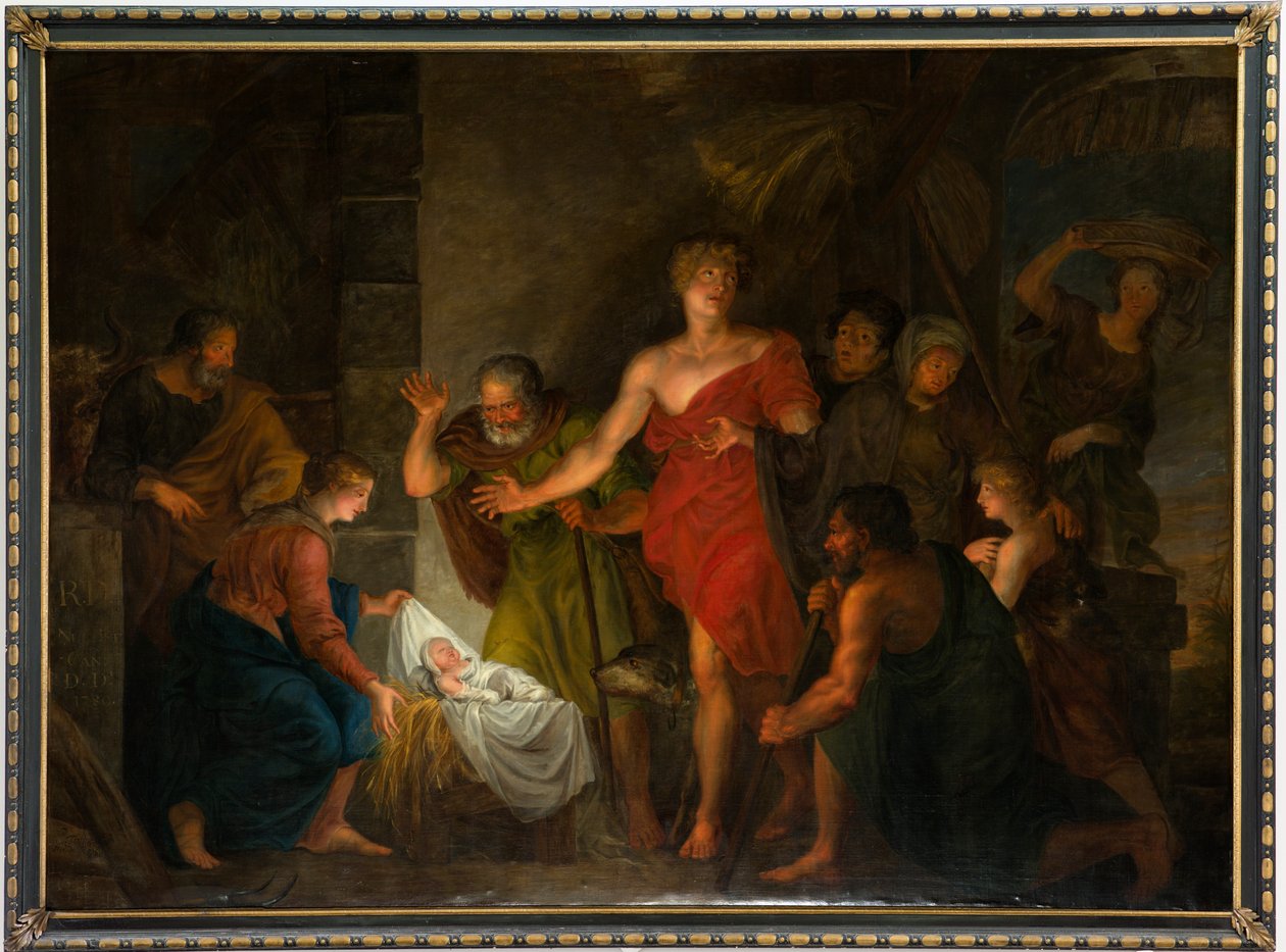 Pfarrkirche (Parochiekerk Sint-Salvator). Innenansicht. Gemälde. von Unbekannter Künstler