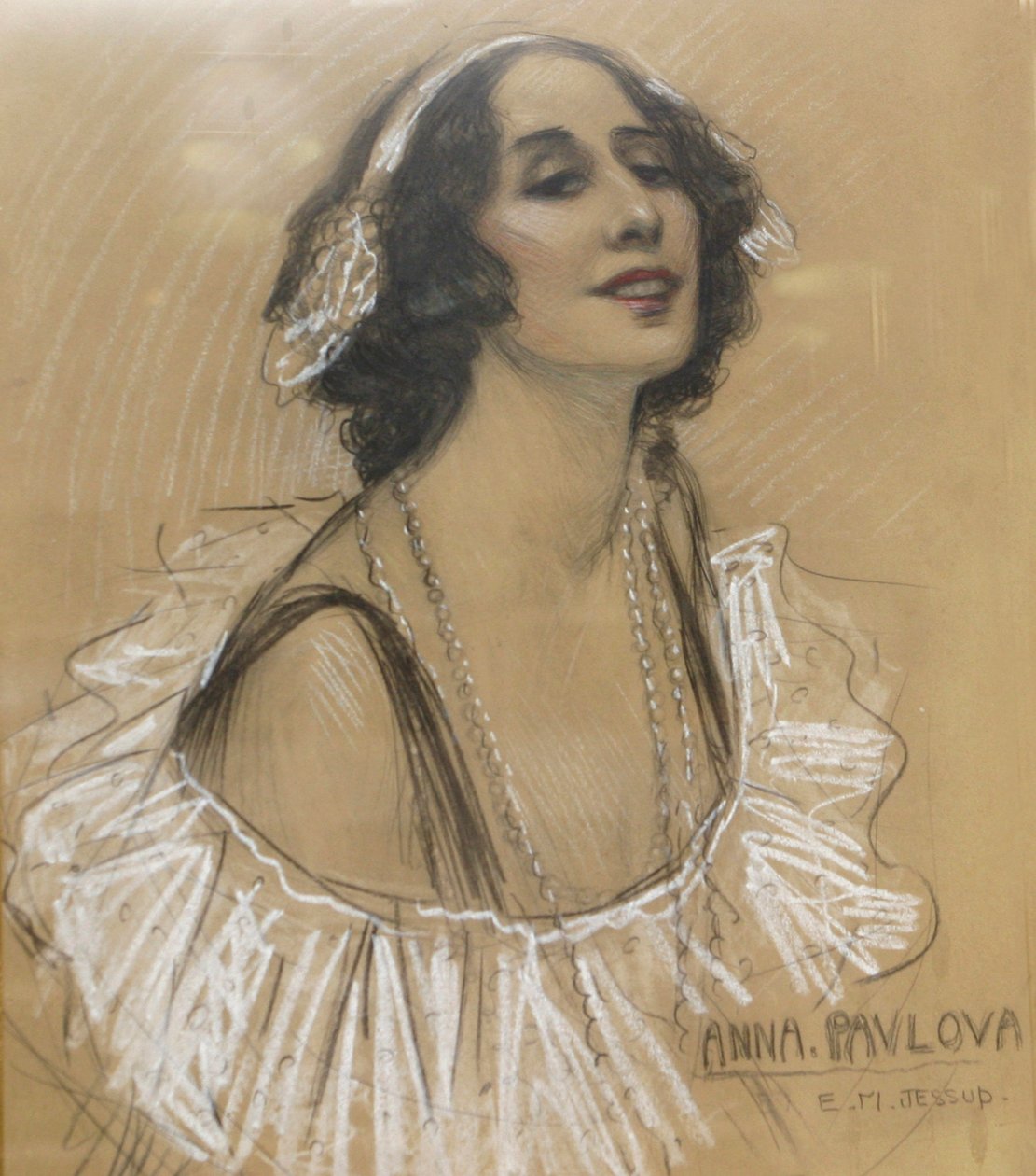 Pastellzeichnung der russischen Balletttänzerin Anna Pavlova im London Jewish Cultural Centre, London, UK von Unbekannt