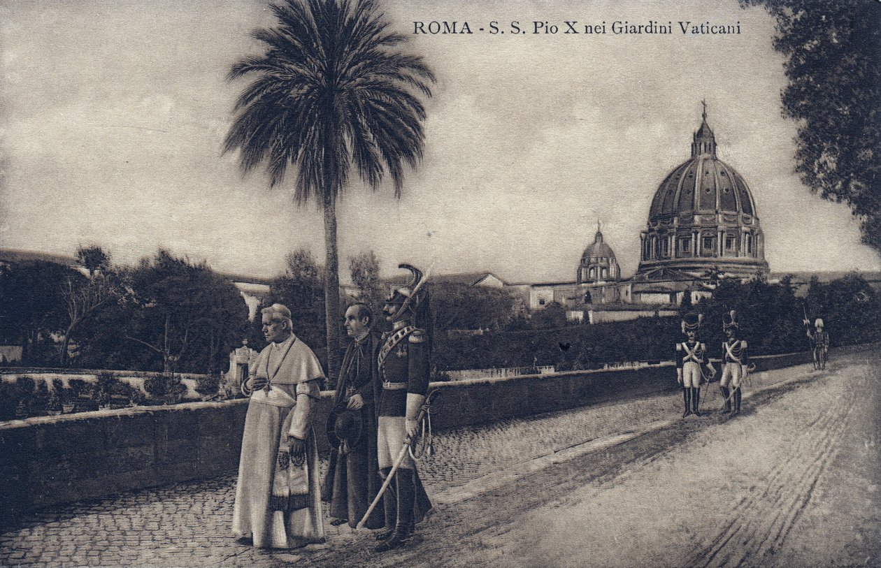 Papst Pius X. (1835-1914) geht durch die Straßen von Rom - Postkarte 1903-1914 von William M. Timlin