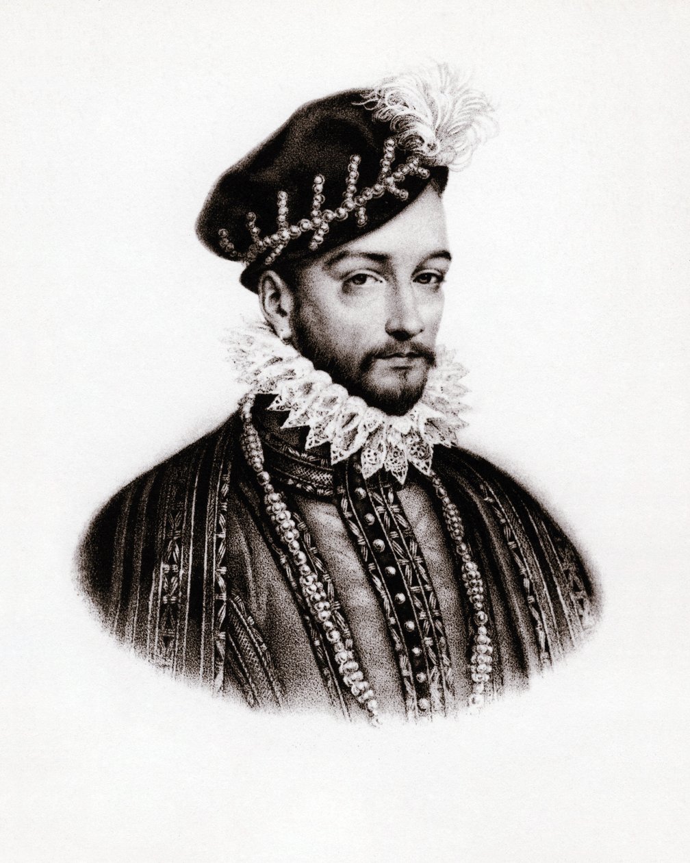 Porträt von Karl IX. (1560-1574), König von Frankreich (Gravur) von Unbekannter Künstler
