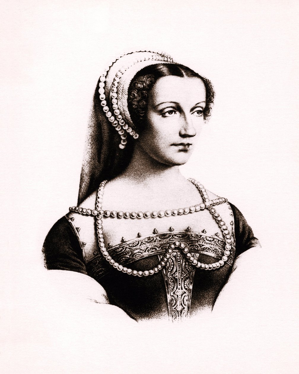 Porträt von Claude de France (1490-1524) Königin von Frankreich, Gravur, sd. von Unbekannter Künstler