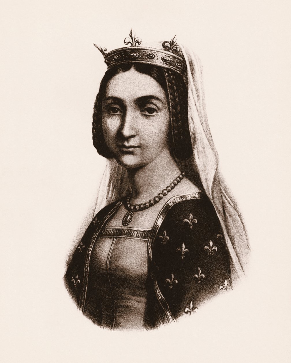 Porträt von Johanna von Frankreich oder Valois (1464-1505) Königin von Frankreich. Gravur von Unbekannter Künstler