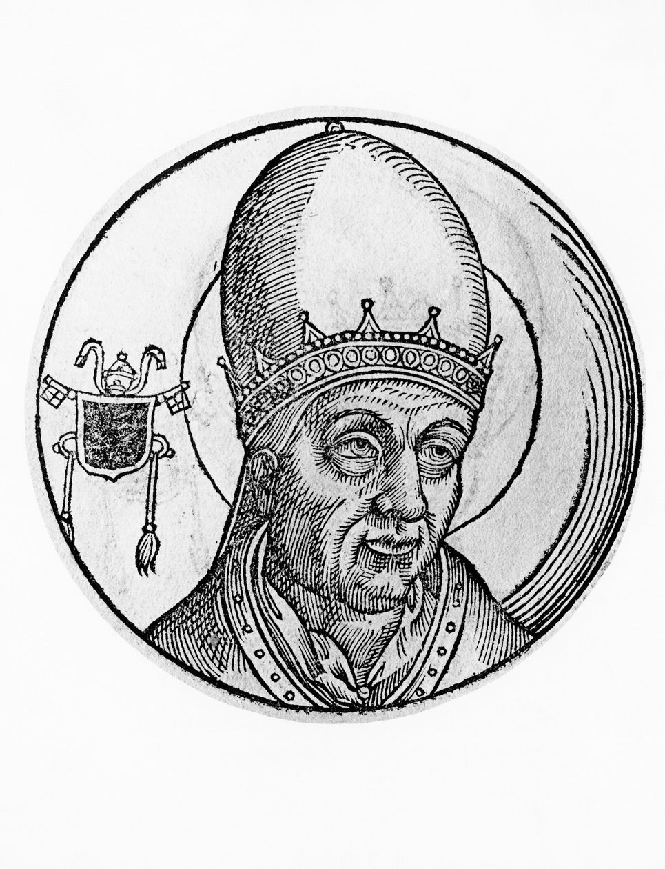 Porträt von Johannes III. (gestorben 574), 61. Papst der katholischen Kirche ab 561, Gravur von William M. Timlin