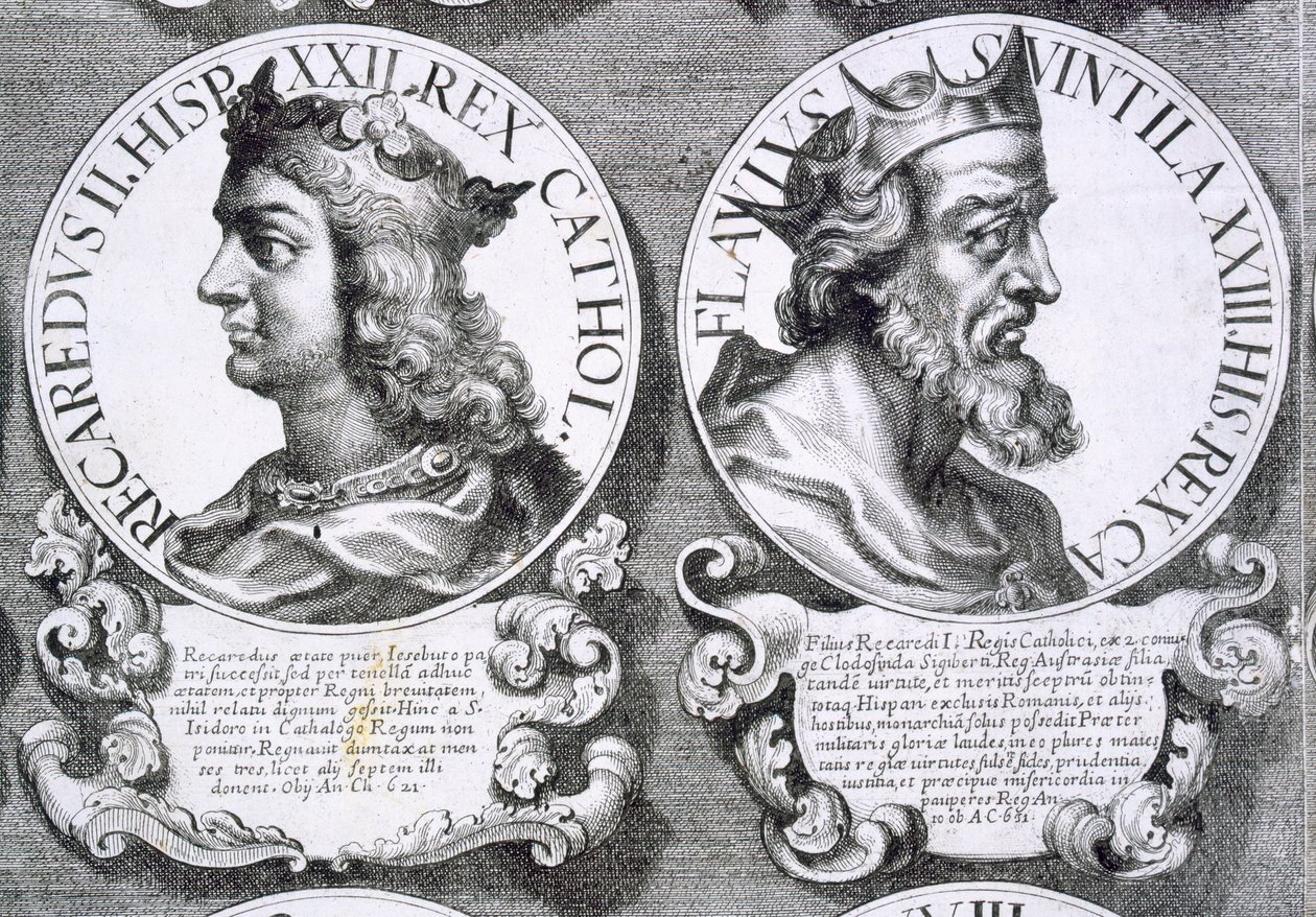 Porträts von Reccared II. und Suintila (Lithografie) von Unbekannt