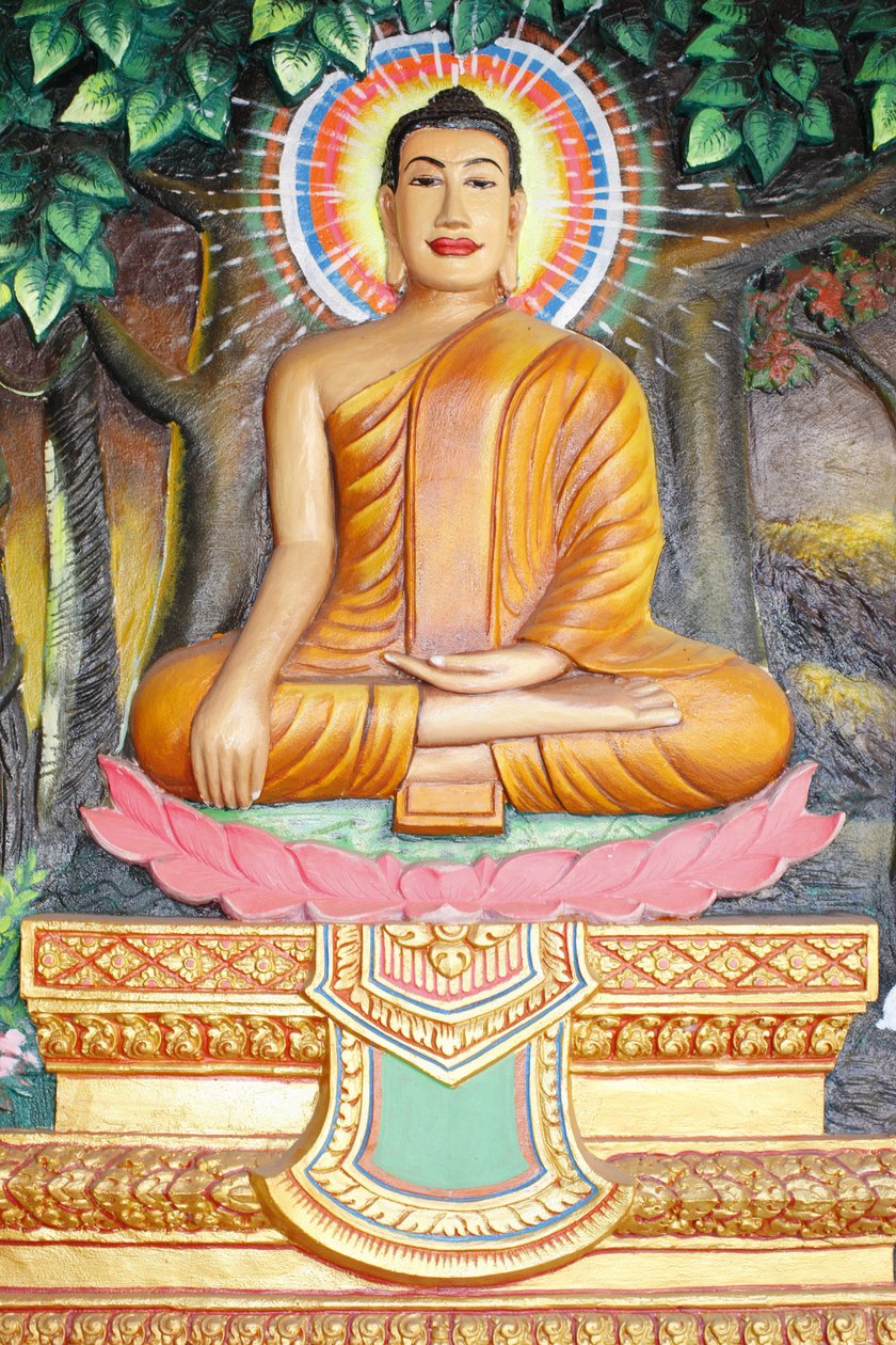 Preah Prom Rath Kloster, Leben des Buddha, Meditation auf einer Lotusblume, Der Buddha in Erdberührungsposition, Siem Reap, Kambodscha von Unbekannt