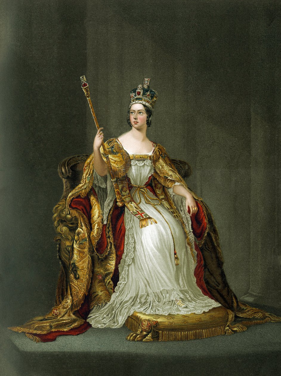 Königin Victoria von England in ihren Krönungsroben (1837) von Unbekannter Künstler