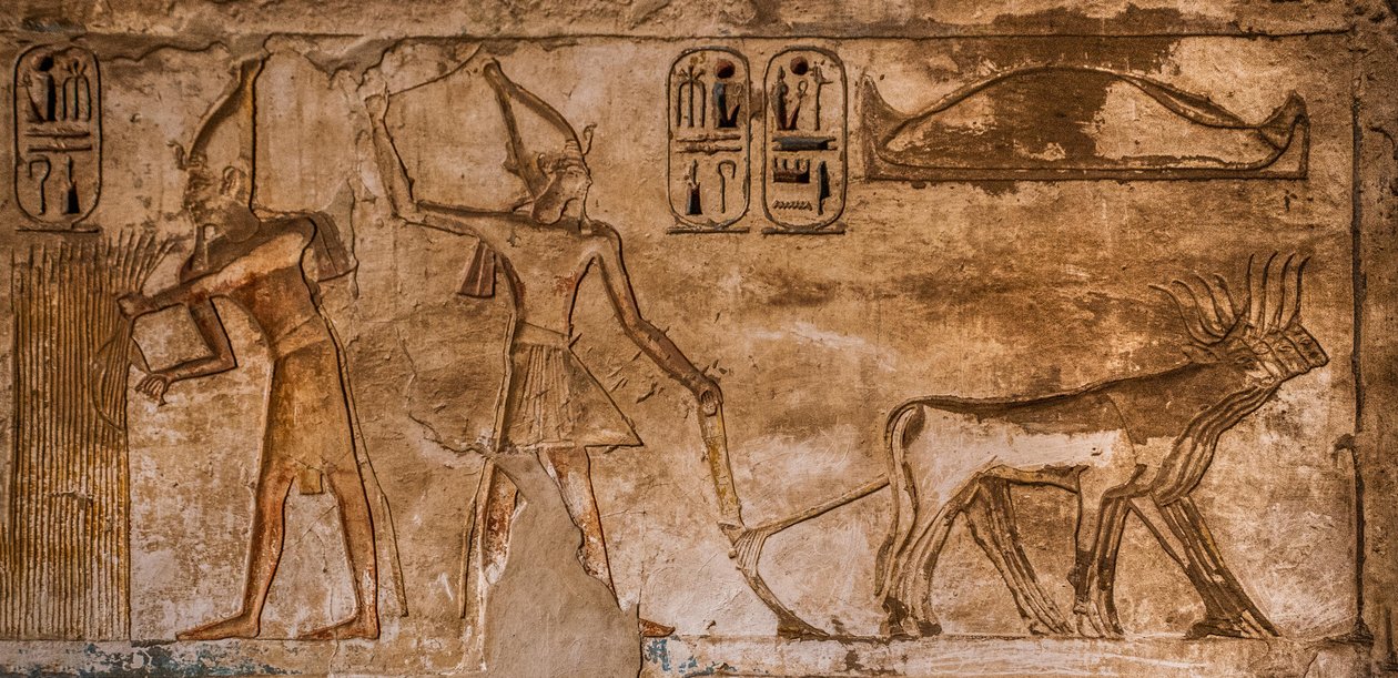 Relief mit Feuerszenen an der Nordostwand von Raum 26, Medinet Habu, Totentempel von Ramses III, Luxor, Theben-West, Ägypten, Afrika (Foto) von Unbekannter Künstler