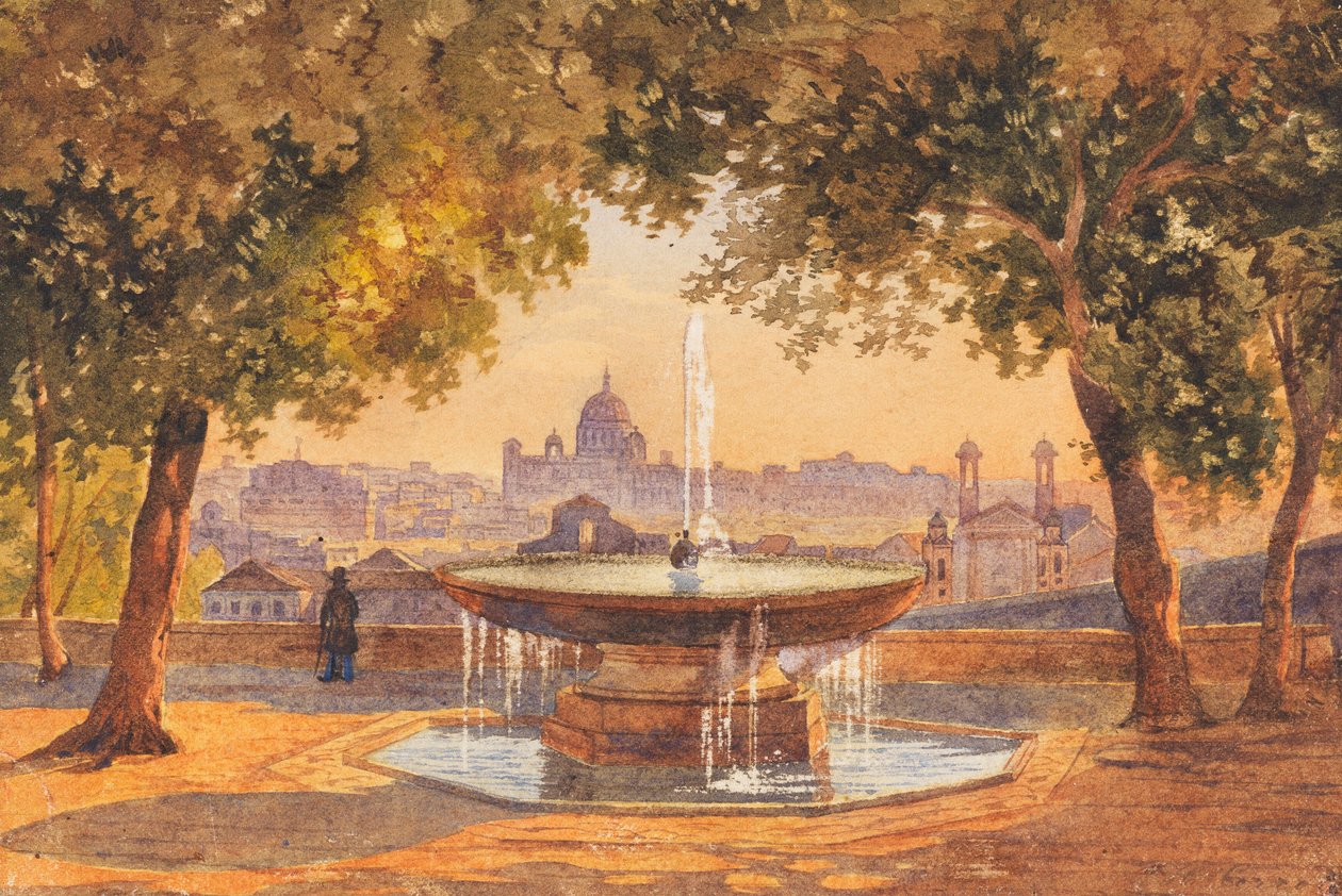 Salomon Corrodi Blick über Rom vom Brunnen der Villa Medici von Unbekannter Künstler