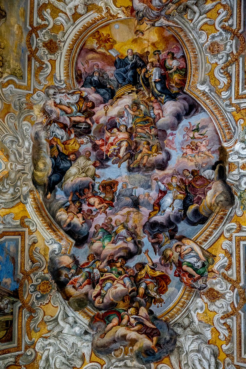 San Benedetto Kirche, Catania, Sizilien (Italien). Deckenfresko (Detail) (18. Jahrhundert) von Unbekannt