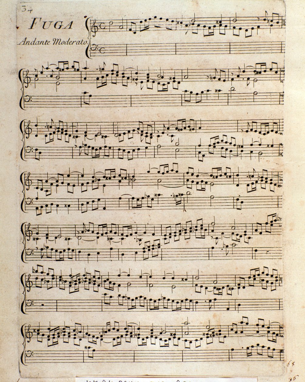 Notenseite für Fuge in Stücken für das Cembalo von Domenico Scarlatti von Unbekannter Künstler