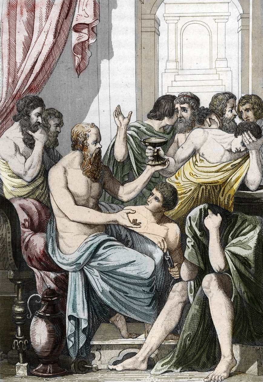 Sokrates wird zum Trinken von Schierling verurteilt (399 v. Chr.), späte 19. Jahrhundert (Gravur) von Unbekannter Künstler