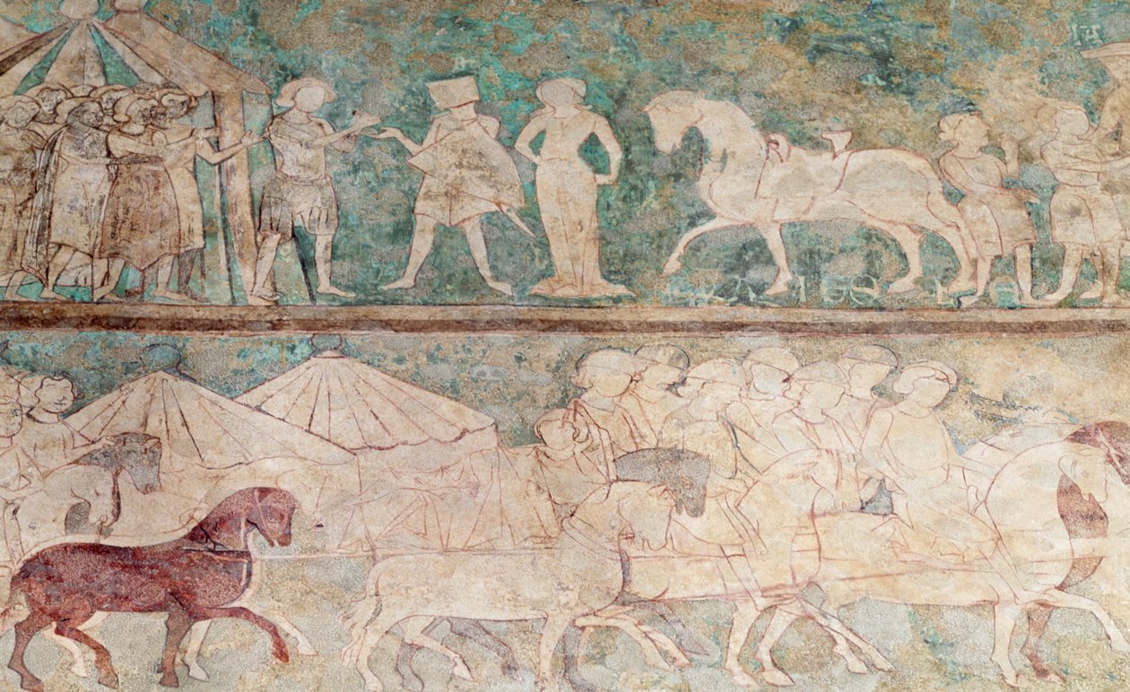 Spanien, Aragon, Saragossa, Aljaferia-Palast, Fresko-Detail von Benjamin Baud