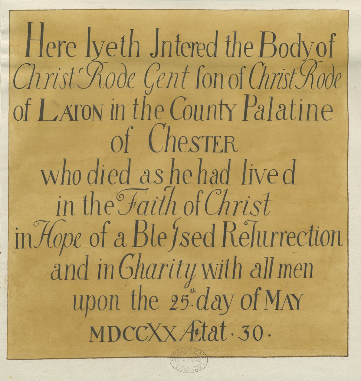 Stafford - Monumentale Inschrift in der St. Mary