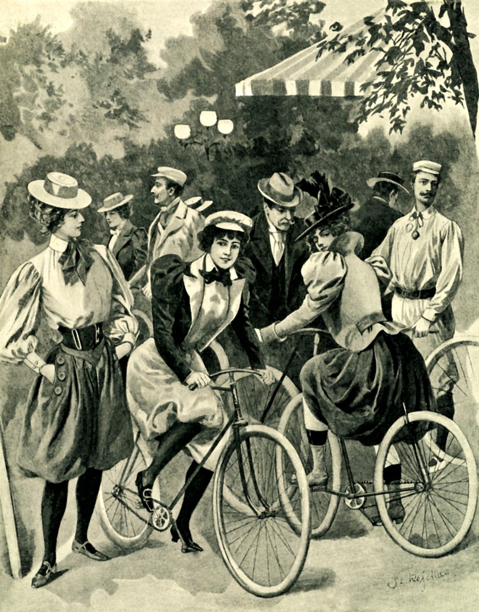 Die Mode für Fahrräder im Bois de Boulogne von Unbekannter Künstler