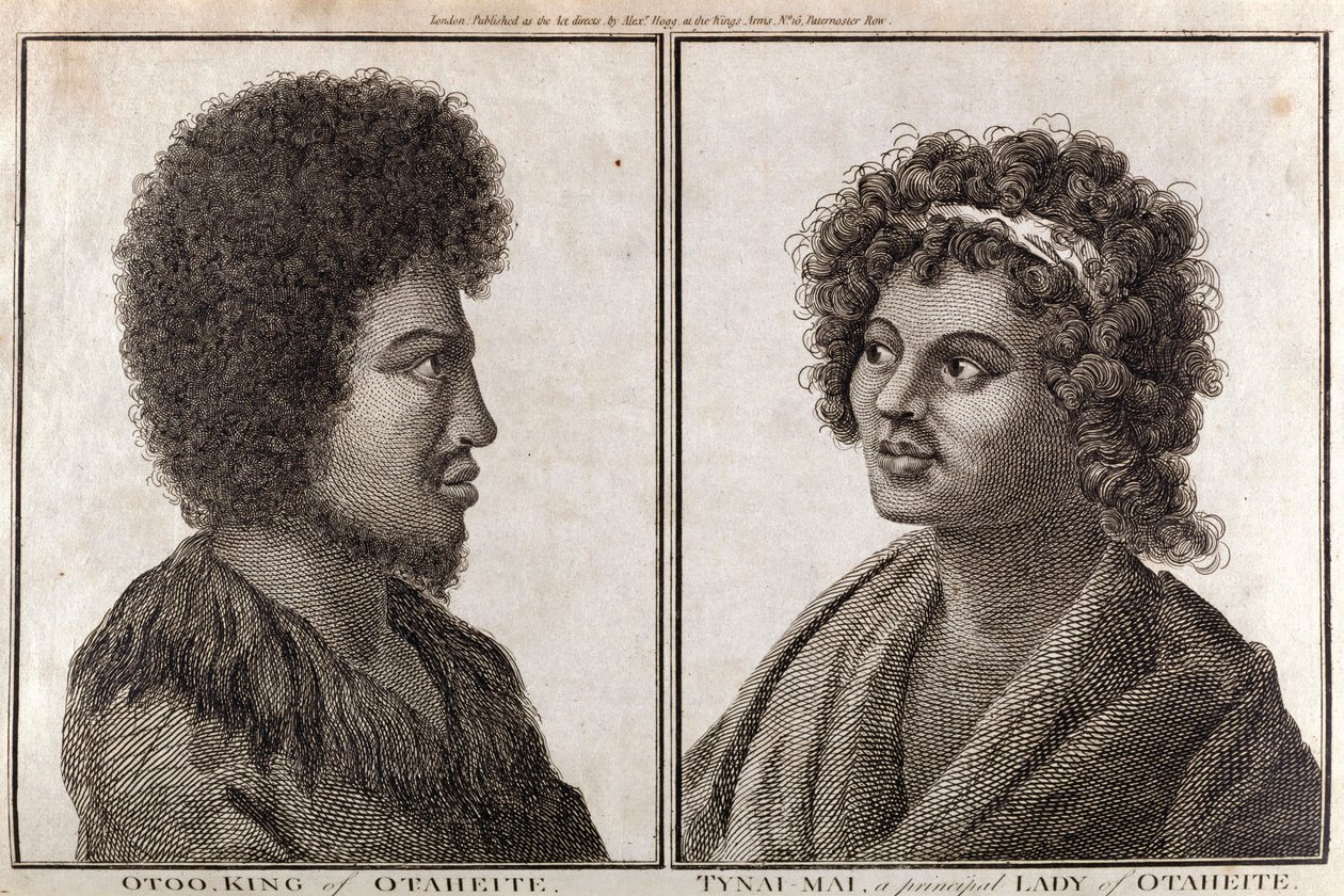 Der König und eine Hauptdame von Tahiti, ca. 1773 von Unbekannt