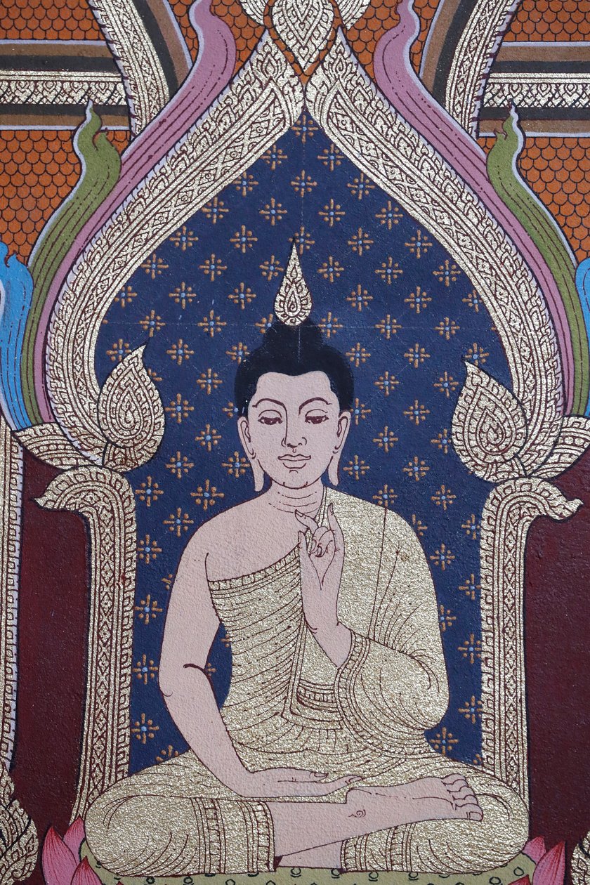 Das Leben des Buddha, Wandfresko, Wat Maniratanaram Kloster, Phnom Penh, 2022 (Foto) von Unbekannter Künstler