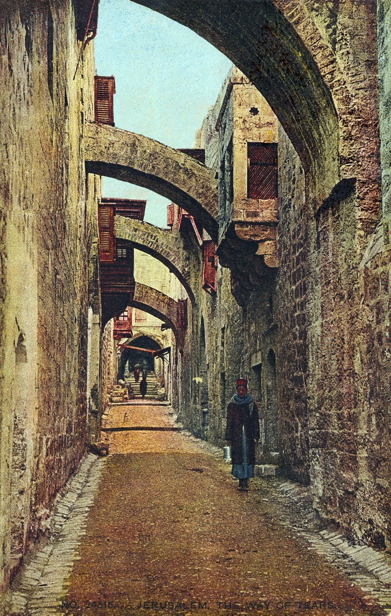 Die Stationen des Kreuzes, Jerusalem, frühes 20. Jahrhundert (Postkarte) von Unbekannter Künstler