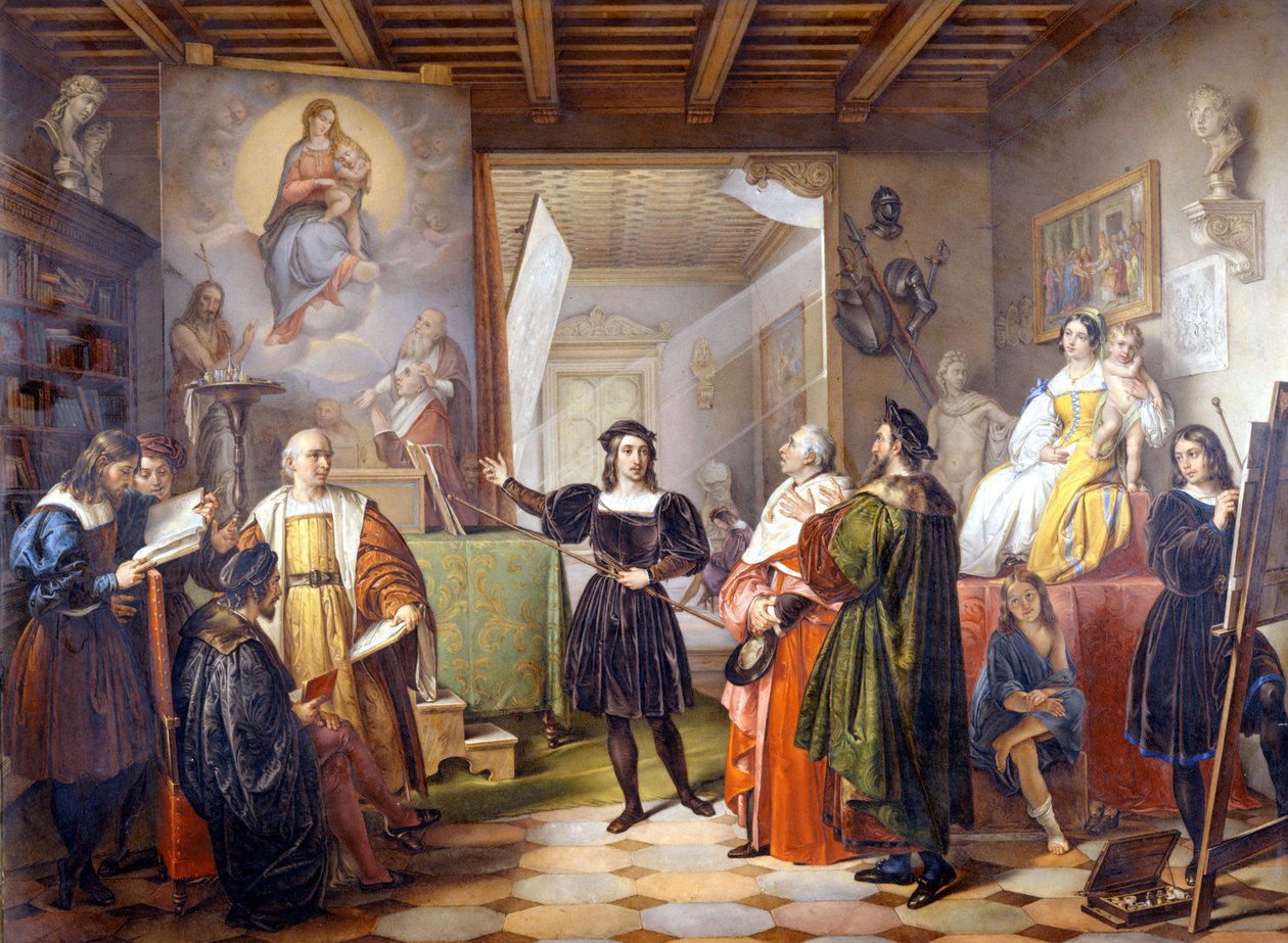 Der Maler Raphael (Raffaello Sanzio 1483 - 1520) in seinem Atelier von Unbekannter Künstler