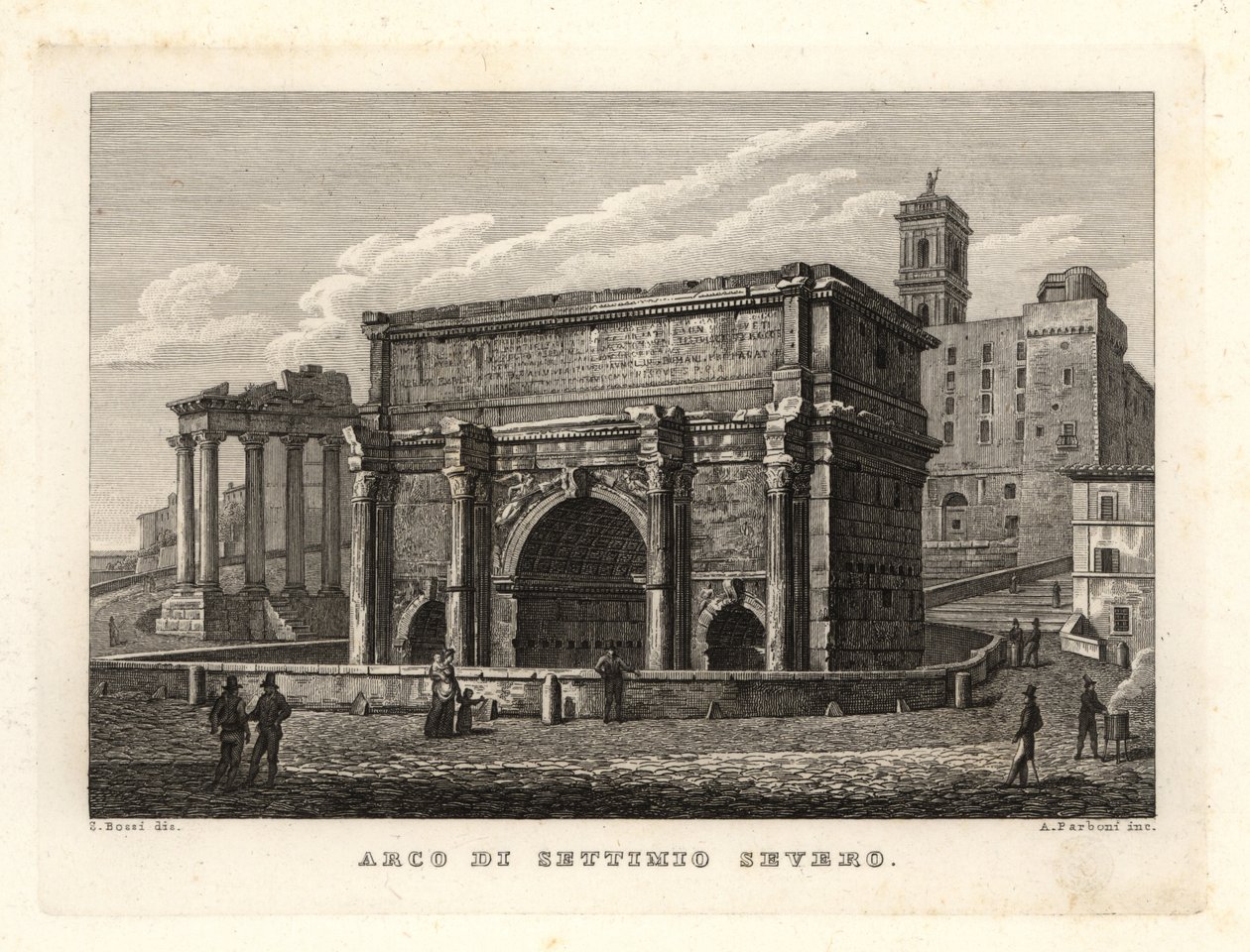 Ansicht des Septimius-Severus-Bogens, Rom von Unbekannt