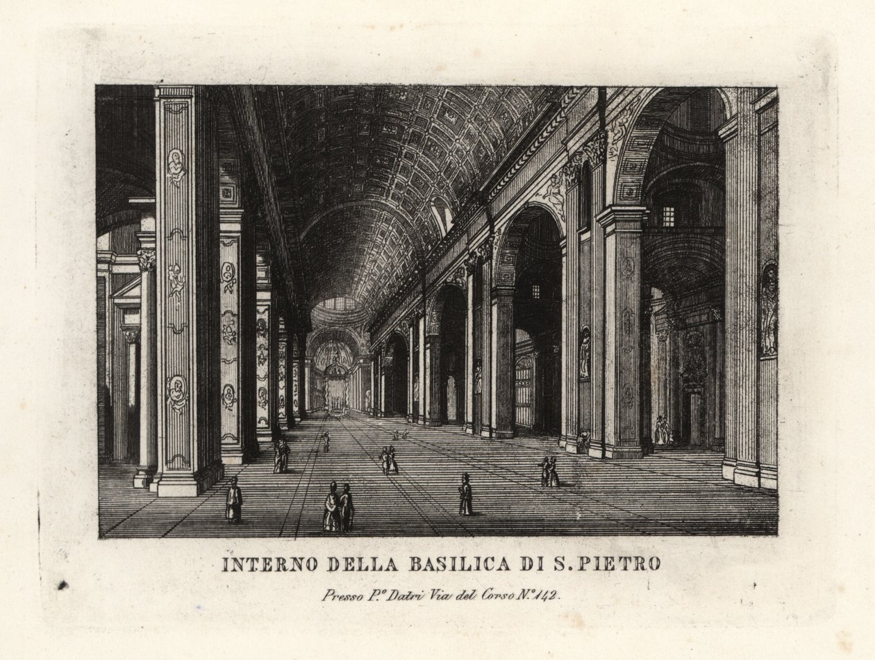 Ansicht des Inneren des Petersdoms, Basilica Sancti Petri, Rom von Unbekannt