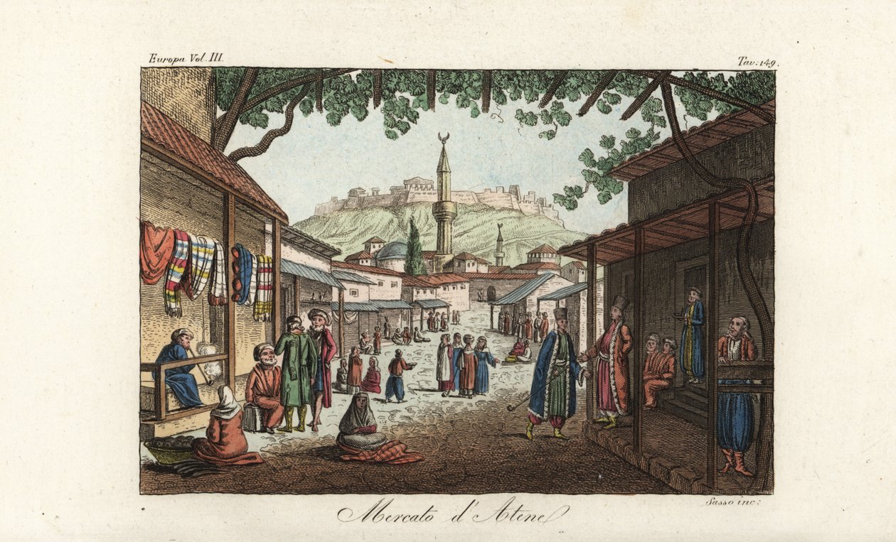 Ansicht des Marktes oder Basars in Athen von Unbekannt