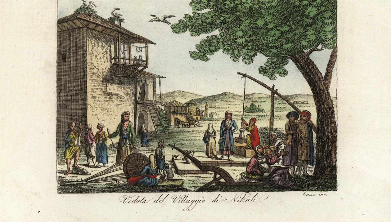 Ansicht des Dorfes Nikali, nahe Larissa, der Hauptstadt von Thessalien, Griechenland von Unbekannt
