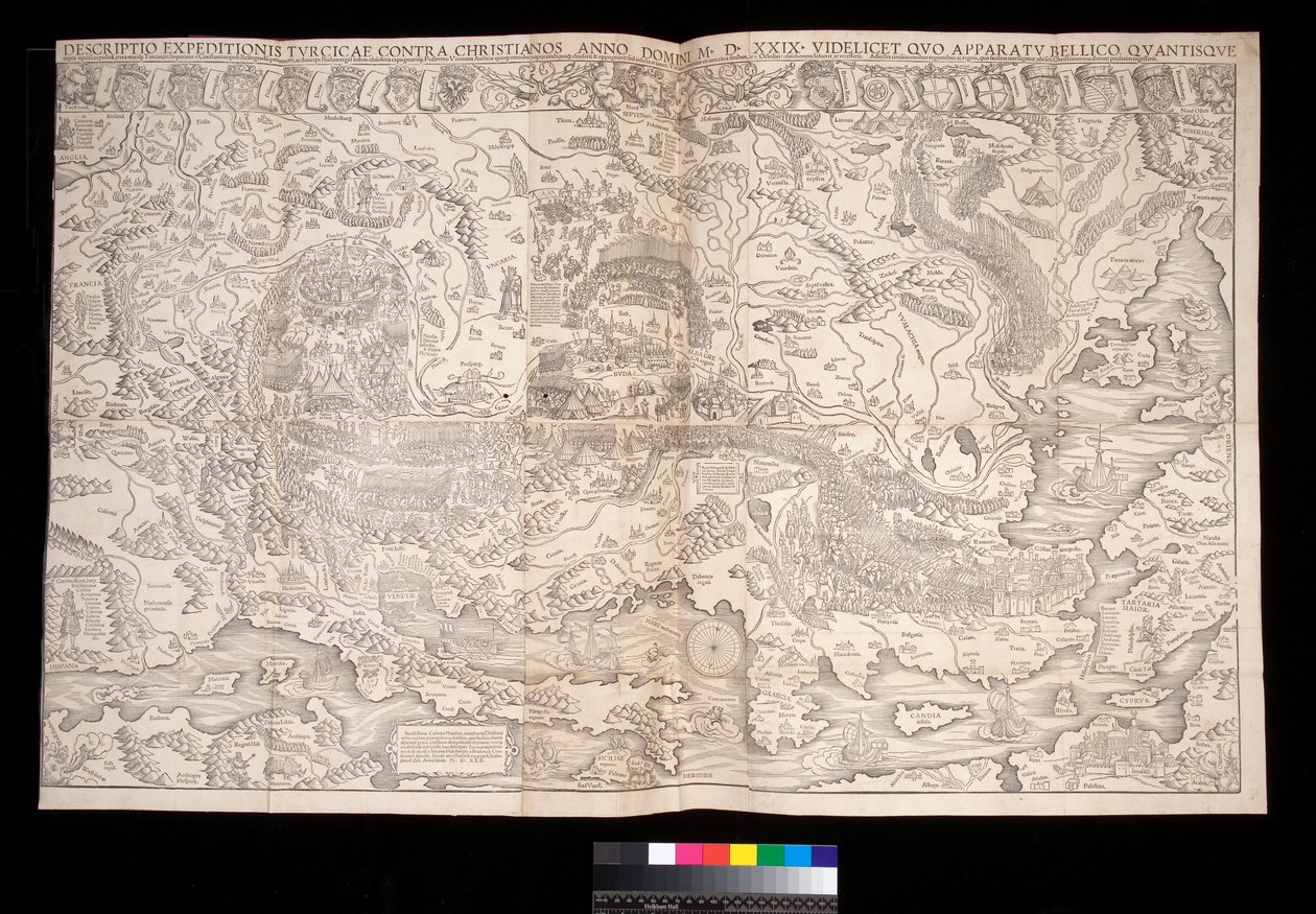 Wandkarte der türkischen Kampagne von 1529 von Johann Haselberg und Christoph Zell, Nürnberg von Unbekannt