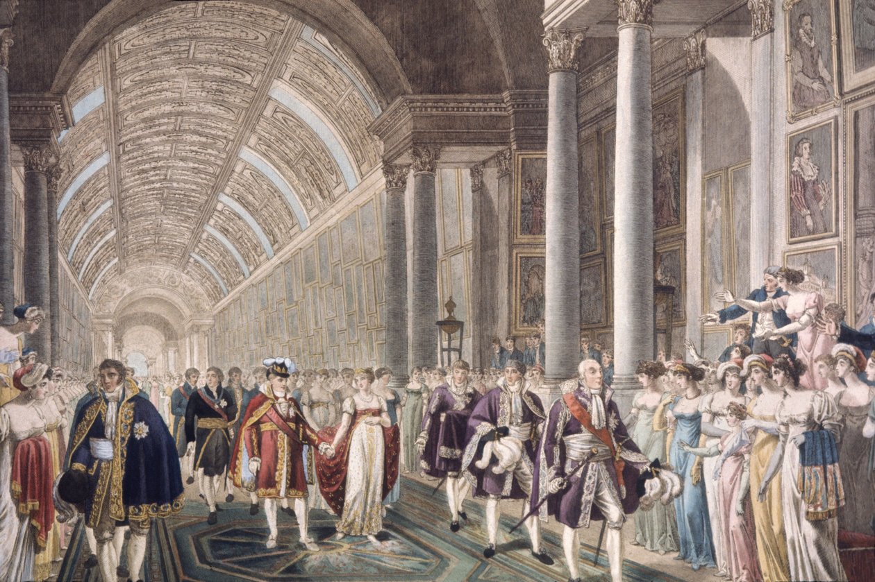 Hochzeit von Napoleon I. und Marie-Louise im Louvre-Palast, ca. 1810 (Gravur) von Unbekannter Künstler