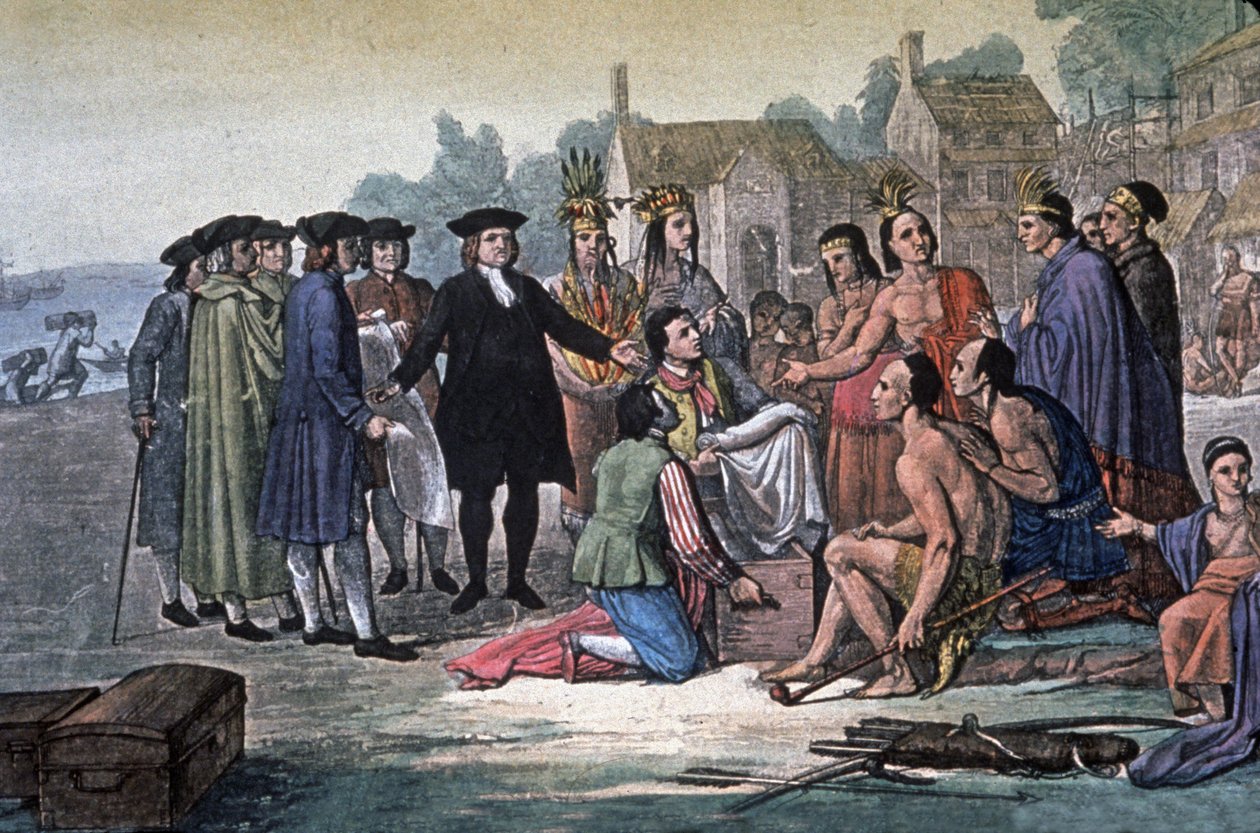 William Penn mit Indianern der Delaware Nation, Pennsylvania von Unbekannter Künstler