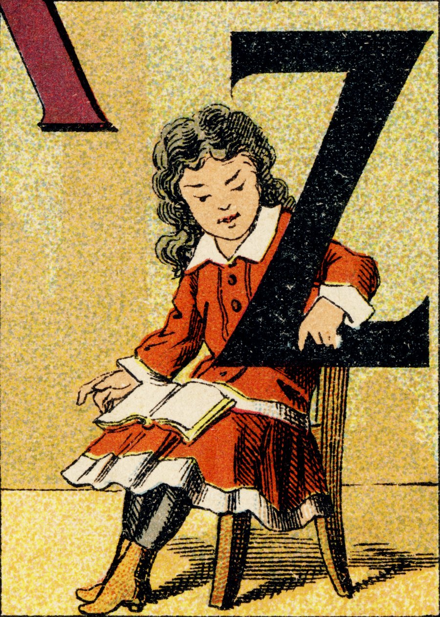 Z - Gravur aus ABCD der kleinen Mädchen. Pellerin & Cie, Drucker-Verleger, Epinal, um 1890. Serie A. von Unbekannt