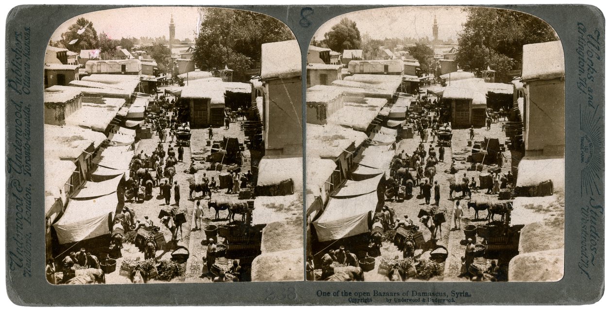 Ein offener Basar in Damaskus, Syrien, 1900er von Underwood and Underwood