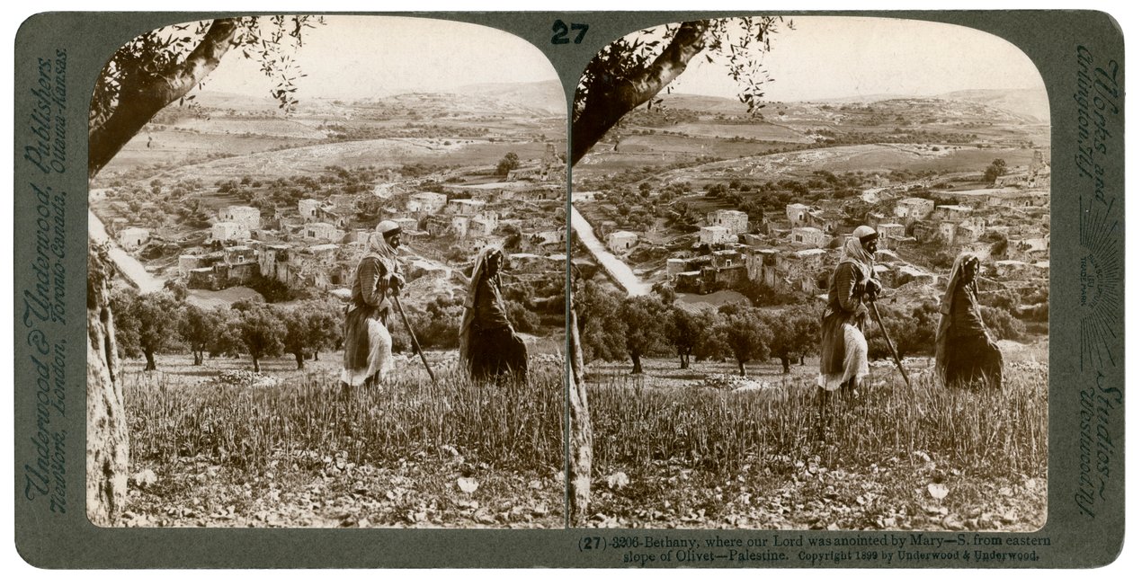 Bethanien, gesehen vom östlichen Hang des Ölbergs, Palästina, 1899 von Underwood and Underwood
