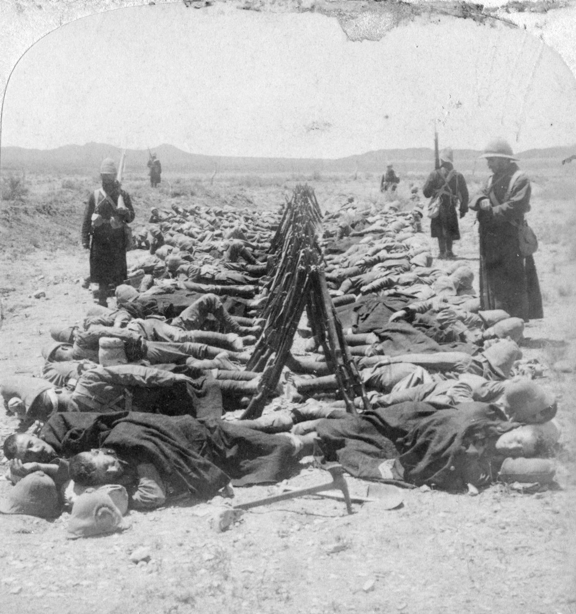 Britische Soldaten schlafen, Südafrika, 2. Burenkrieg, 30. Dezember 1900 von Underwood and Underwood