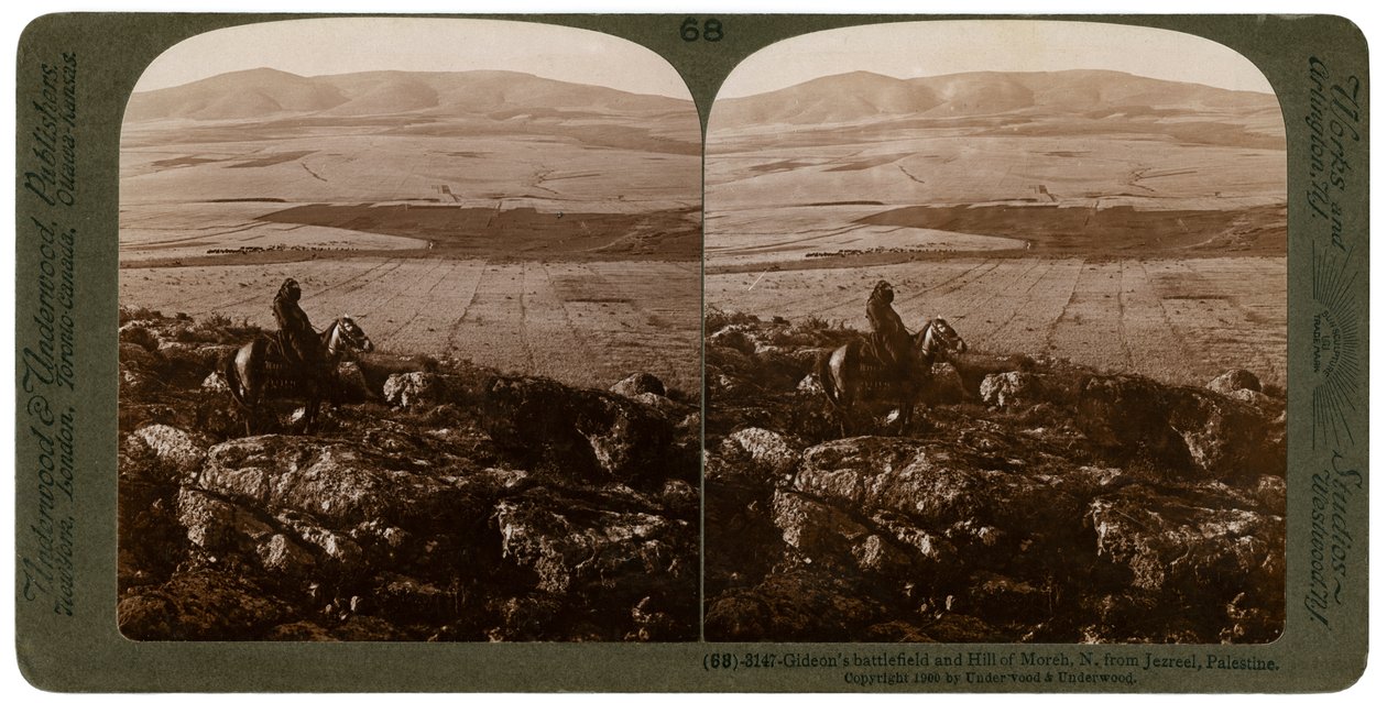 Gideons Schlachtfeld und der Hügel von Moreh, nördlich von Jesreel, Palästina, 1900 von Underwood and Underwood