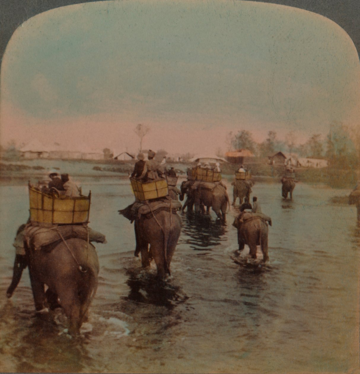 Rückkehr ins Lager nach einem Tagesschießen, Bebar-Dschungel, Indien, 1909 von Underwood and Underwood