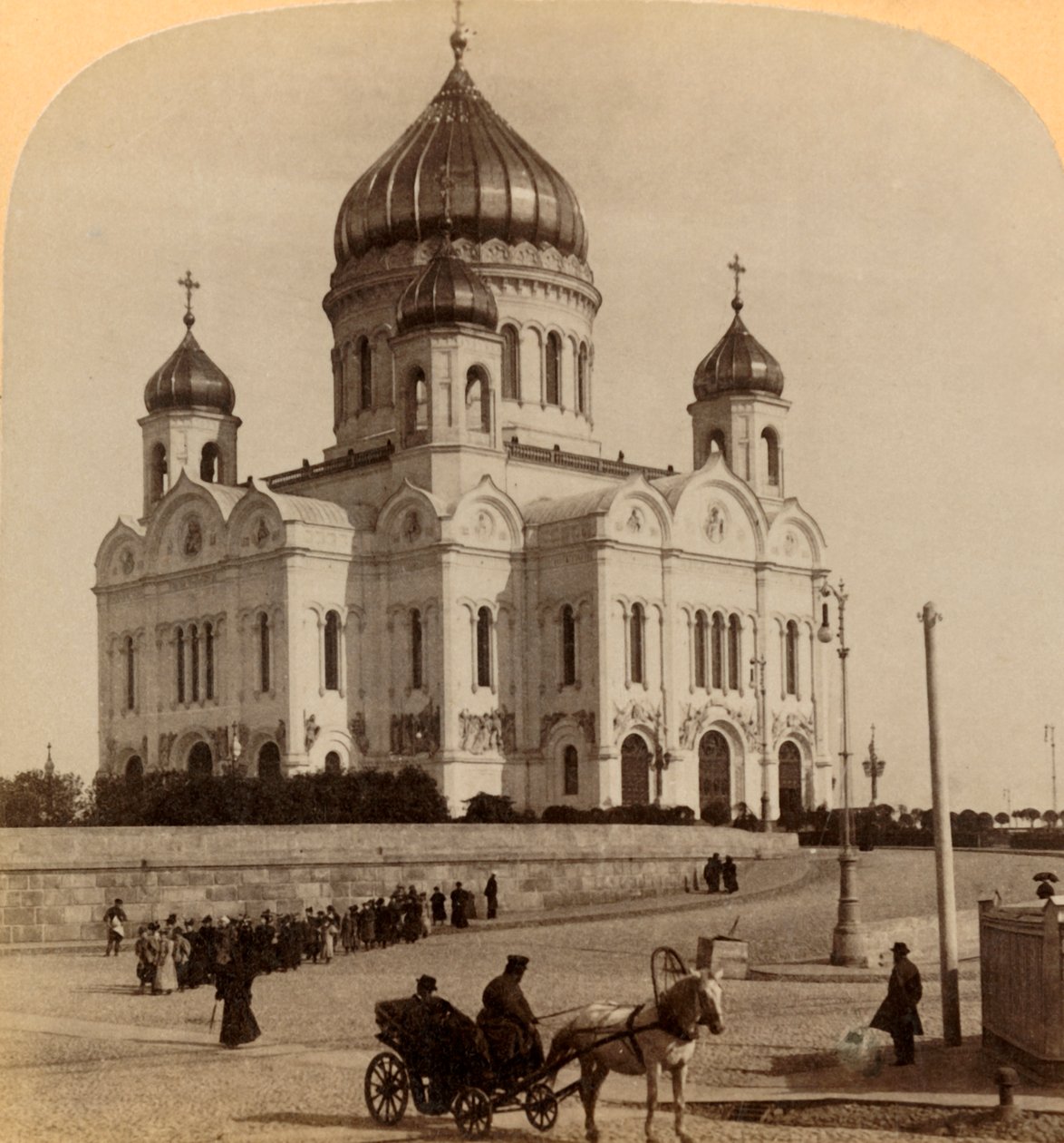 Tempel unseres Erlösers, die größte Kirche in Moskau, Russland, 1898 von Underwood and Underwood