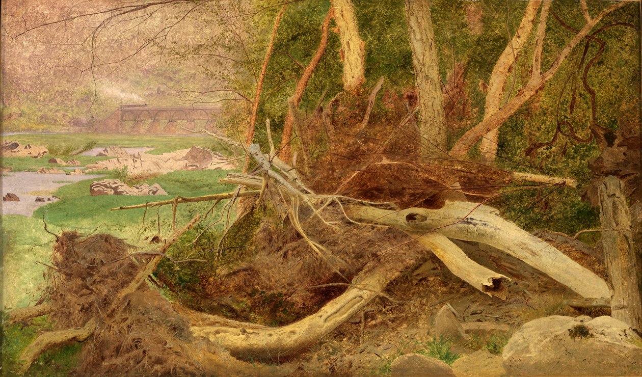 Waldlandschaft mit Brücke von Unidentified
