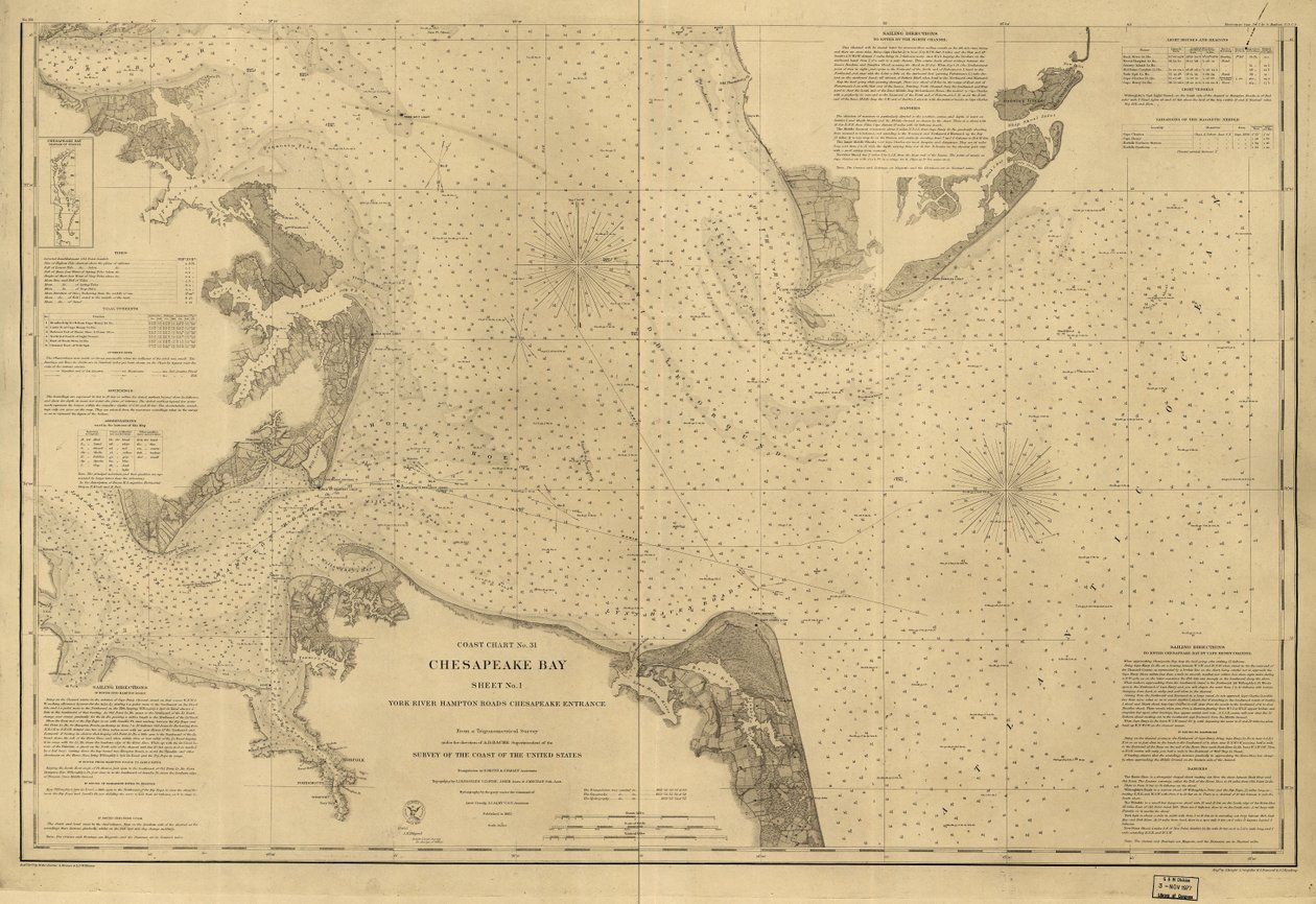 Chesapeake Bay, Blatt Nr. 1, York River, Hampton Roads, Chesapeake Eingang von United States Coast Survey
