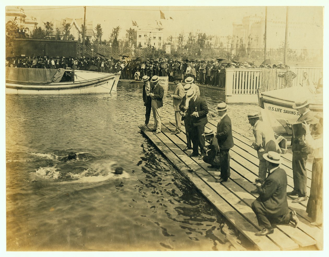 1904 Olympische Spiele - Ziel des 220-Yard-Schwimmwettbewerbs von Unknown