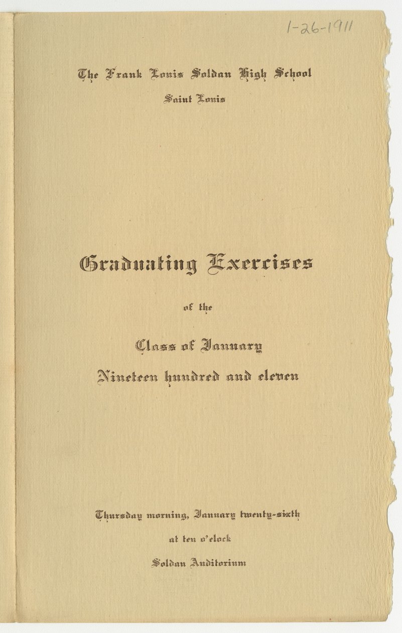 Programm für die Abschlussübungen der Klasse von Januar 1911 an der Frank Louis Soldan High School, St. Louis von Unknown