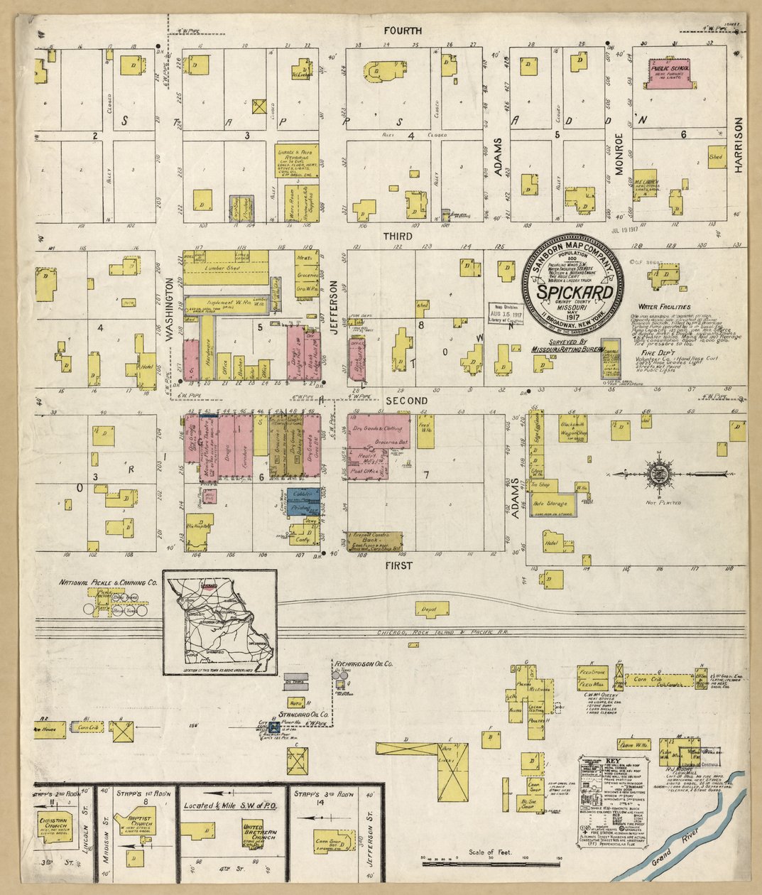 Sanborn-Feuerversicherungskarte von Spickard, Grundy County, Missouri von Unknown