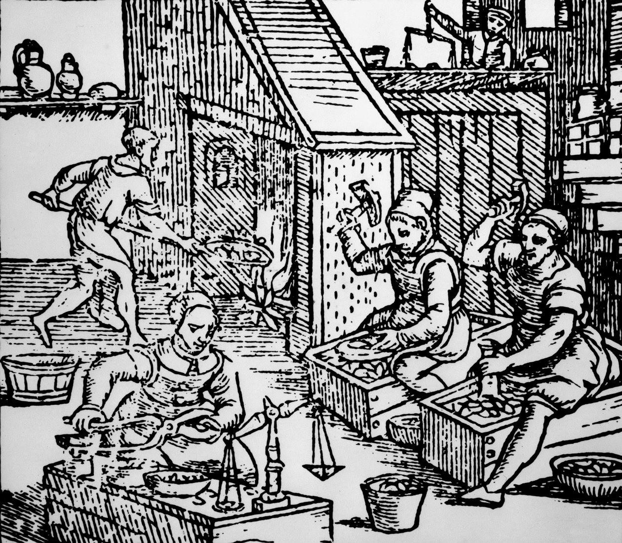 Münzprägung mit Handwerkzeugen, ca. 1550 von Unbekannt Unbekannt