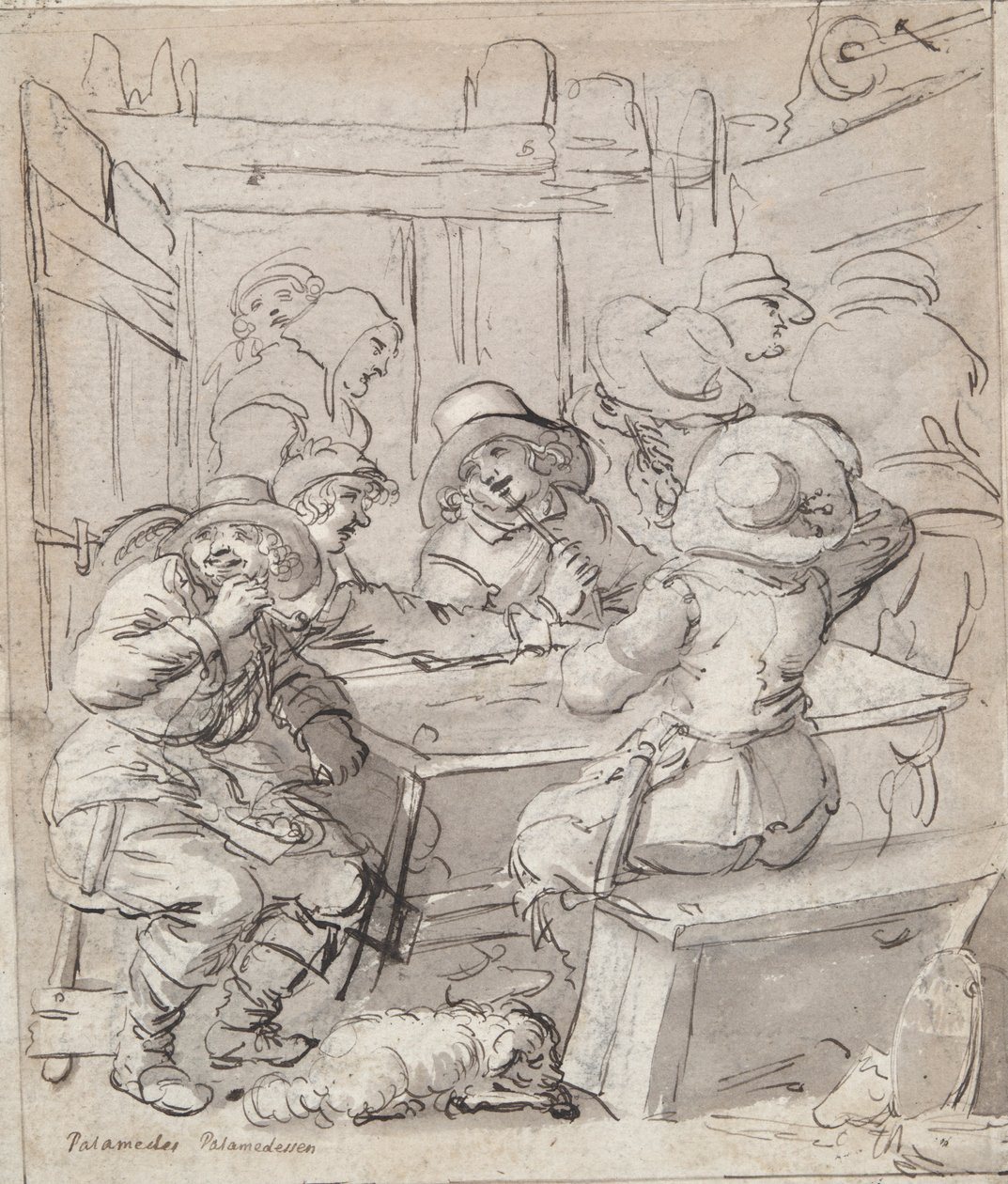Frohe Weihnachten (recto); Frau und Soldat sitzen am Tisch (verso) von Unknown